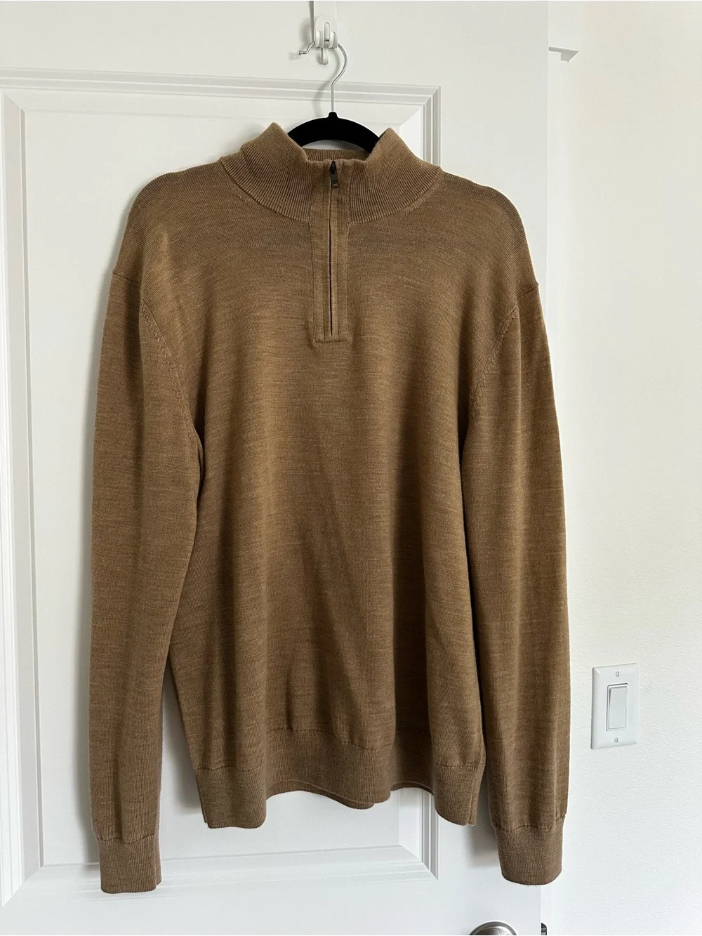 Men's Brown Half-Zip Sweater 100% merino wool